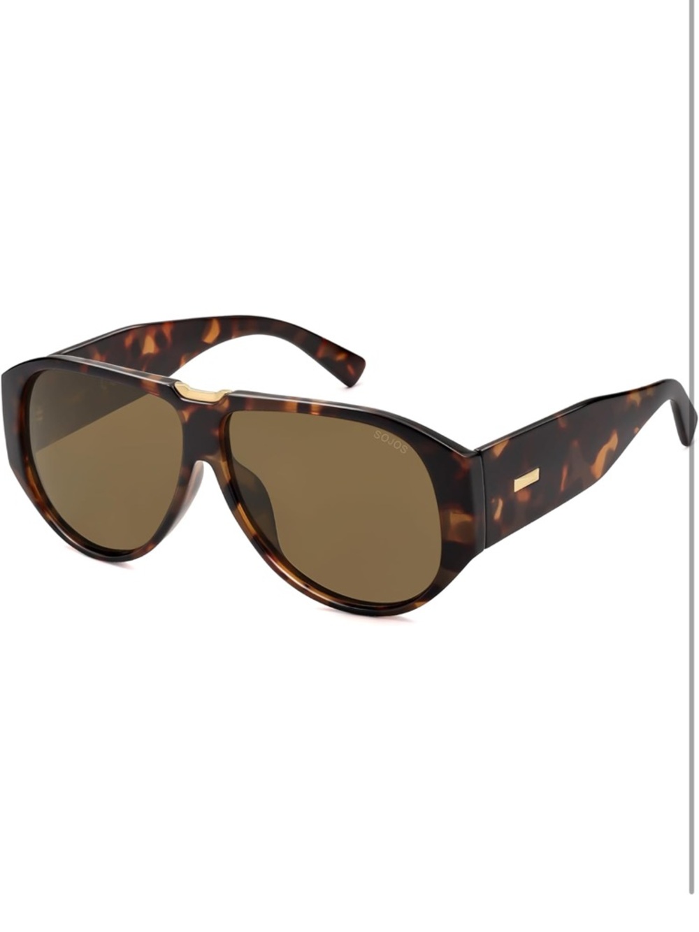 Tortoiseshell Oversized Aviator Sunglasses, SOJOS, Brown Lenses, Trendy - Picture 2 of 9